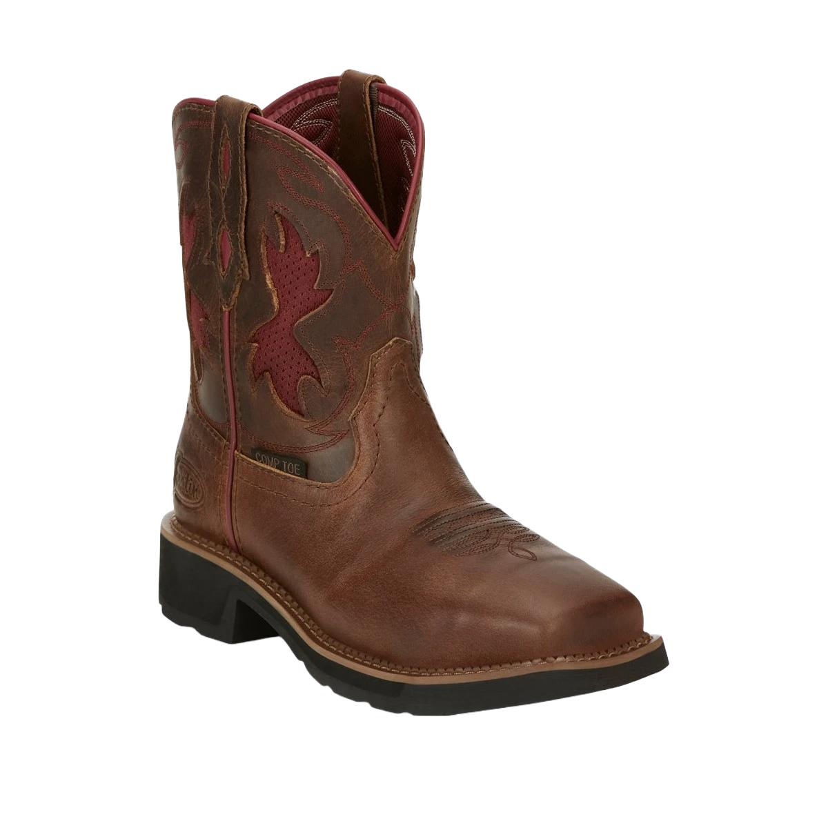 Justin Ladies Lathey Brown Nano Composite Square Toe Work Boots GY9962 1 Justin Ladies Lathey Brown Nano Composite Square Toe Work Boots GY9962