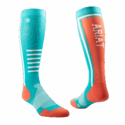 Ariat® Slimline Performance Burnt Sienna/Viridian Green Socks 10043932