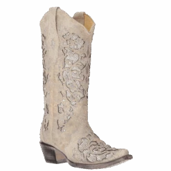 Corral Boots Corral Ladies Martina White Glitter Inlay Crystals Wedding Boots A3322