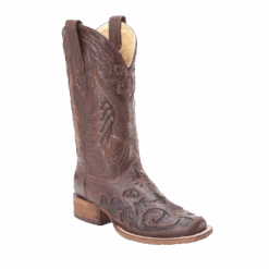 Corral Boots Corral® Ladies Chocolate Snake Inlay Brown Square Toe Boots A2404