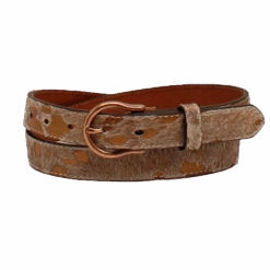 Ariat® Ladies 1" Brass Metallic Calf Hair Tan Belt A1532408