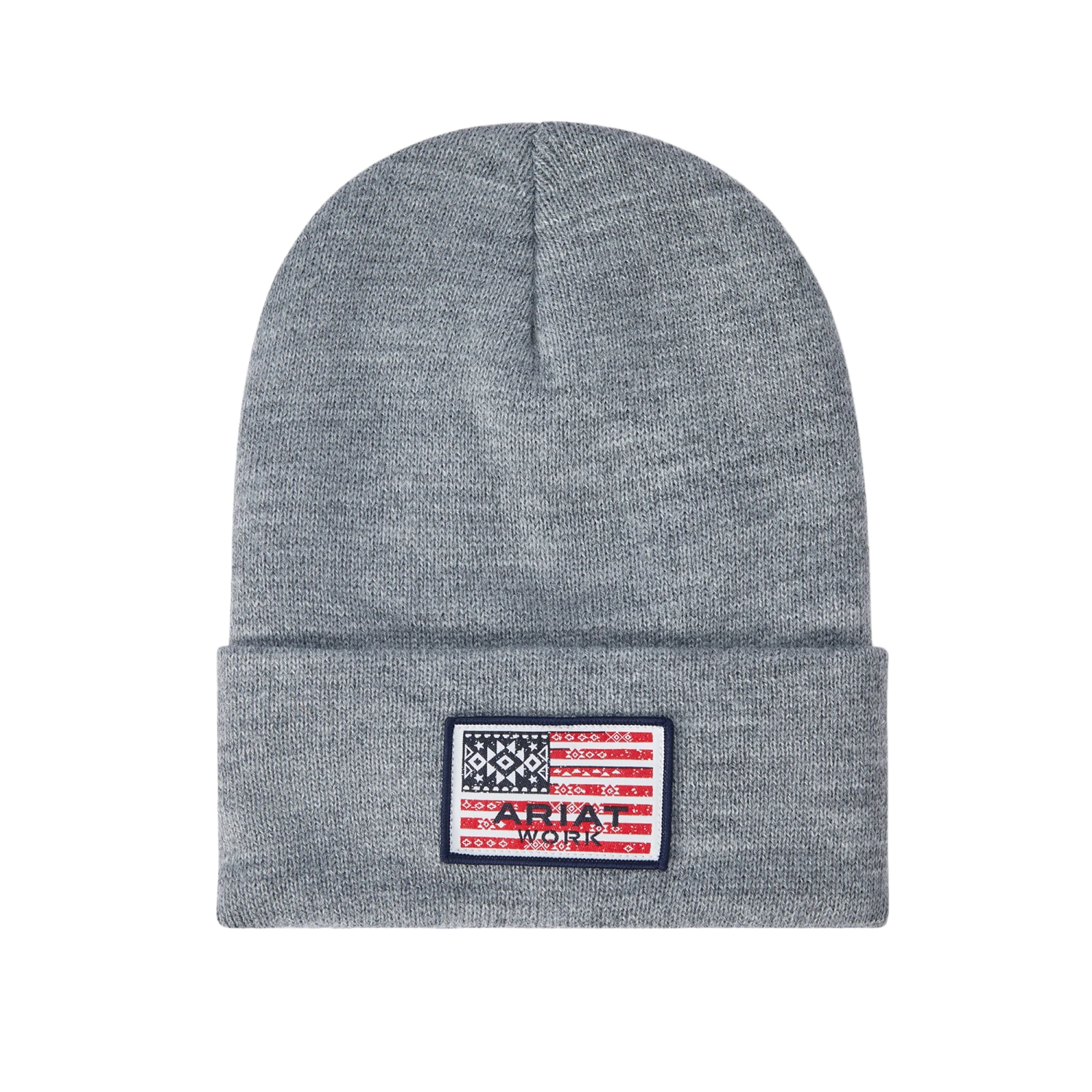 Ariat® Ladies Rebar Flag Patch Heather Grey Beanie 10041701 1 Ariat® Ladies Rebar Flag Patch Heather Grey Beanie 10041701