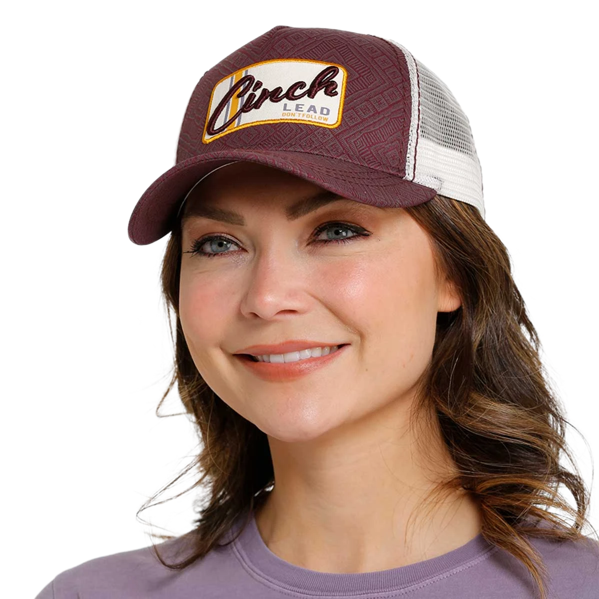 Cinch® Ladies Geometric 5 Panel Purple Trucker Cap MHC7874035 1 Cinch® Ladies Geometric 5 Panel Purple Trucker Cap MHC7874035