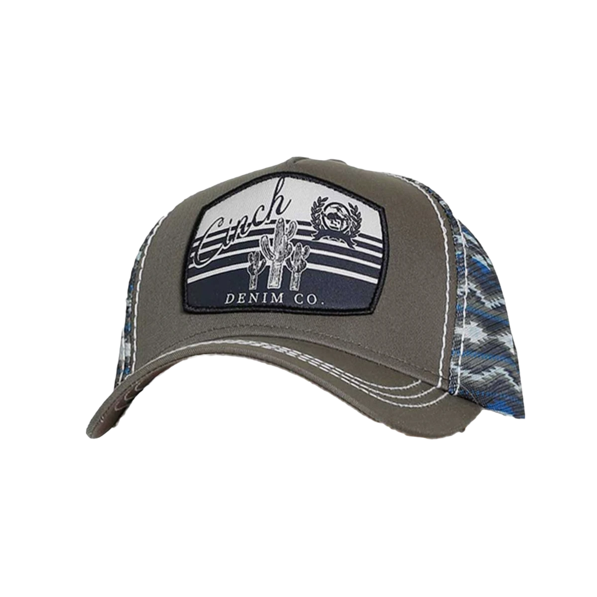 Cinch® Women's Blue Aztec And Olive Trucker Hat MHC7874034 1 Cinch® Women's Blue Aztec And Olive Trucker Hat MHC7874034