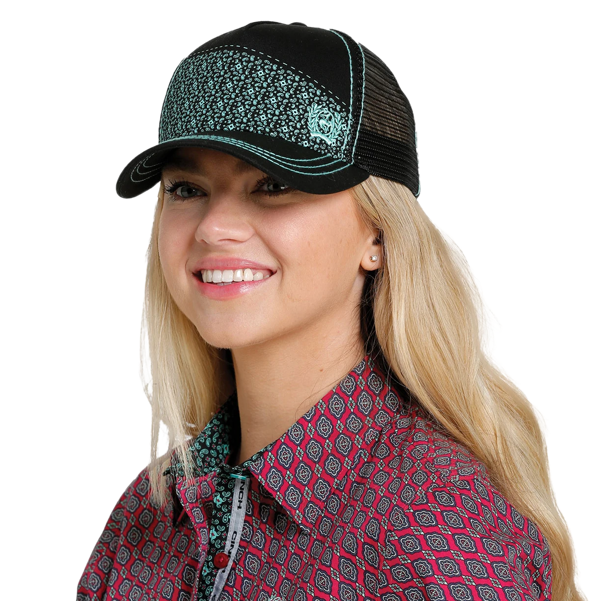 Cinch® Ladies Black & Blue Logo Trucker Cap MHC7874025 1 Cinch® Ladies Black & Blue Logo Trucker Cap MHC7874025