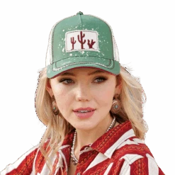 Cruel Girl® Ladies Green Cacti 5 Panel Trucker Cap CCC0041022