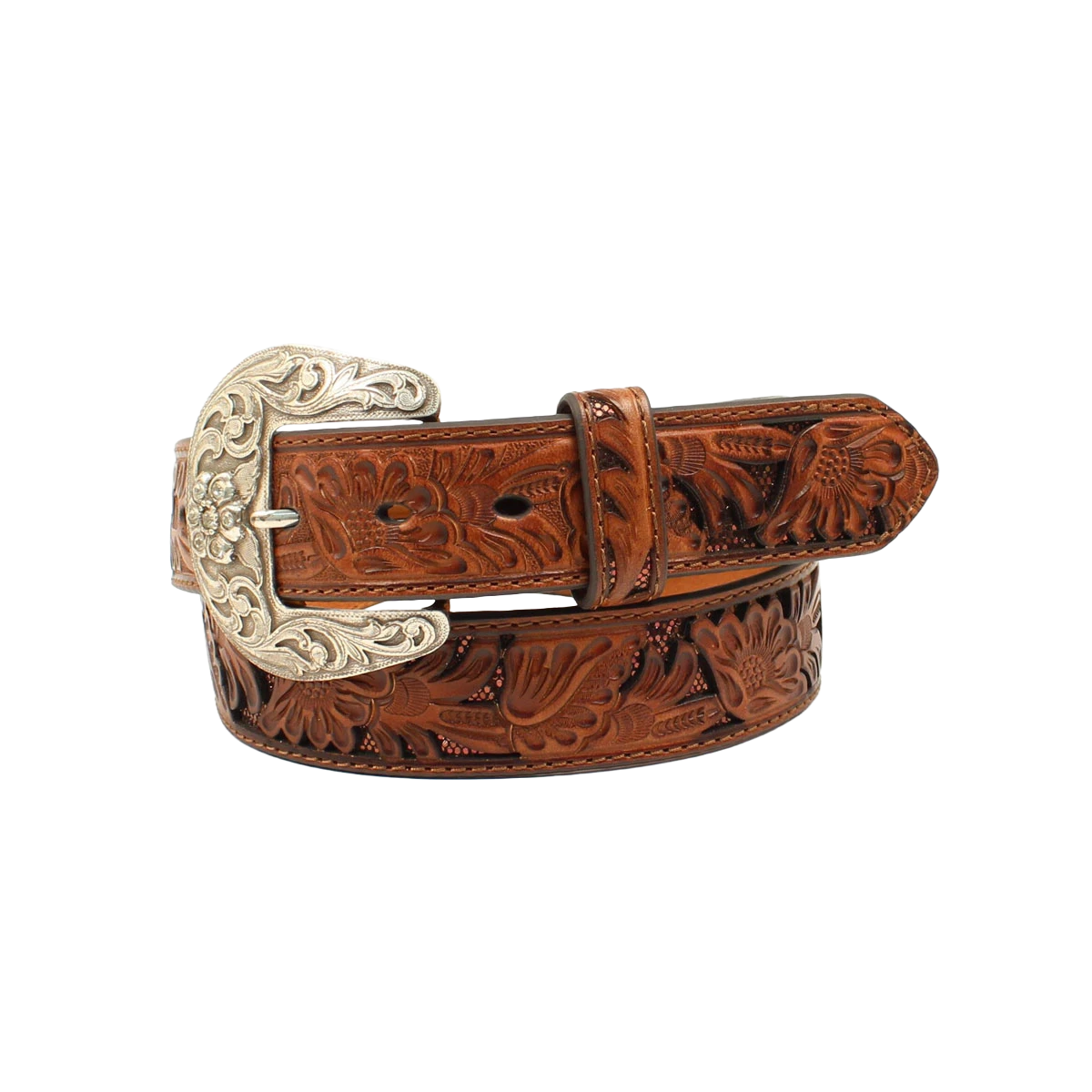 Nocona Ladies Bronze Glitter Floral Belt N3411502 1 Nocona Ladies Bronze Glitter Floral Belt N3411502