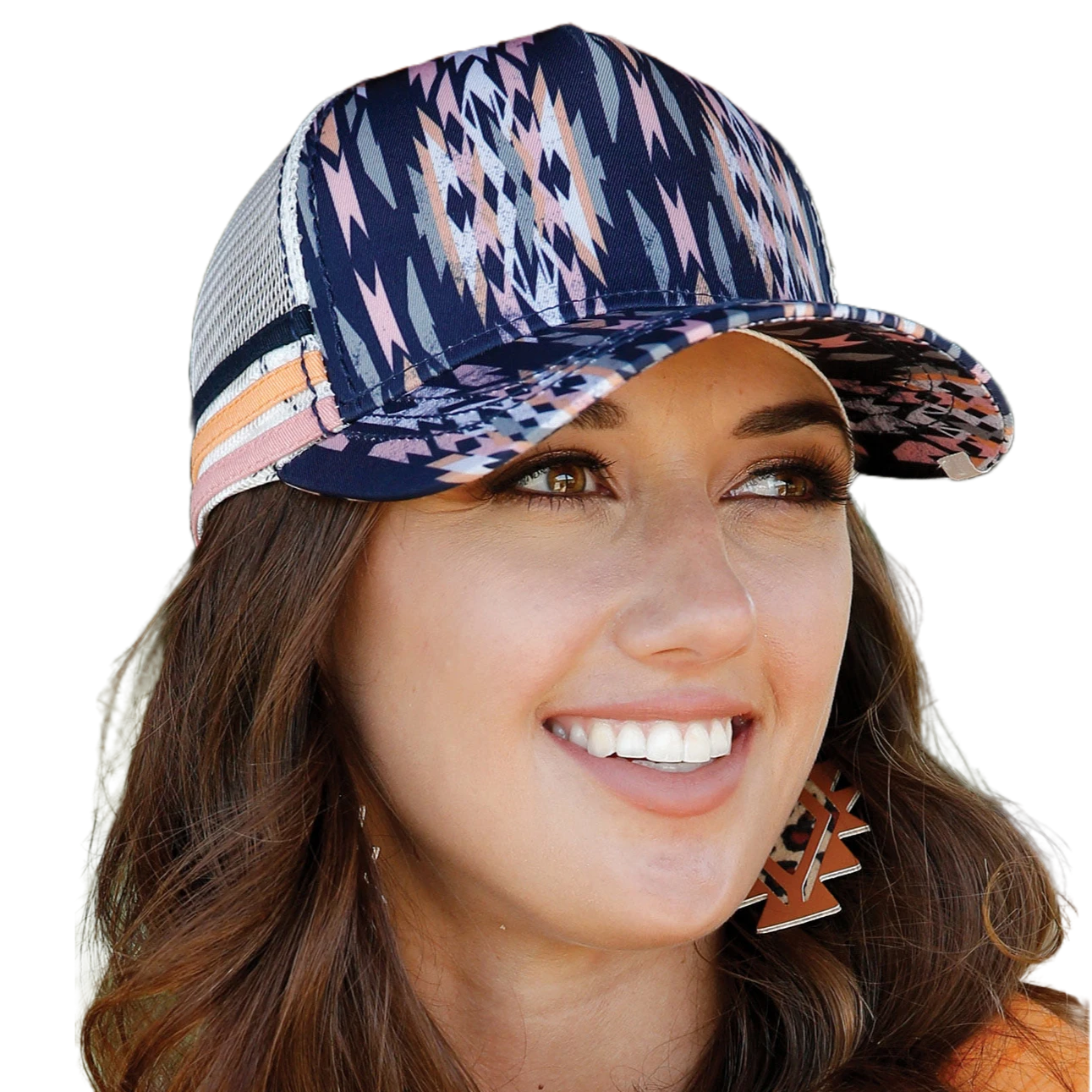 Cruel Denim® Ladies Multicolored Aztec Print Trucker Hat CCC0041025 1 Cruel Denim® Ladies Multicolored Aztec Print Trucker Hat CCC0041025