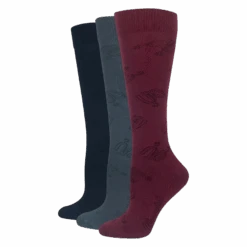 Wrangler® Ladies 3-Pair Spur Strap Pattern Black/Grey/Burgundy Knee High Socks 00712-7000-MED