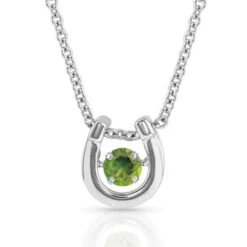 Montana Silversmiths Ladies Birthstone Horseshoe Necklace NC4742-AUG