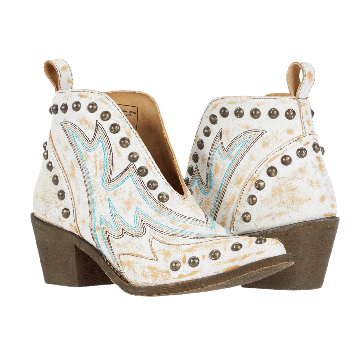 Circle G By Corral Ladies White Studs Booties Q0167 6 Circle G By Corral Ladies White Studs Booties Q0167 - Image 6