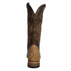 Cowtown® Ladies Oryx Floral Tooled Brown & Tan Square Toe Boots Q452 -Western Belle Deals Q452 2