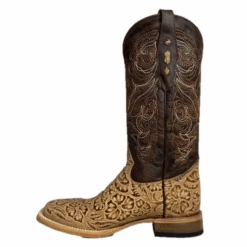 Cowtown® Ladies Oryx Floral Tooled Brown & Tan Square Toe Boots Q452 -Western Belle Deals Q452 3