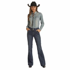 Rock & Roll Denim® Ladies Dark Wash Vintage Trouser Jeans RRWD5HR0GH -Western Belle Deals RRWD5HR0GHa