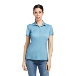Ariat Ladies Talent Short Sleeve Saxony Blue Polo Shirt 10039323