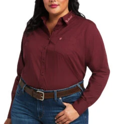 Ariat Ladies Team Kirby Zinfandel Long Sleeve Shirt 10039458 -Western Belle Deals S22 WMS WEST 10039458 detail01 plus