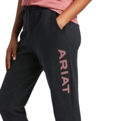Ariat® Ladies R.E.A.L™ Logo Heather Charcoal Jogger Sweat Pants 10039790 -Western Belle Deals S22 WMS WEST 10039790 detail01