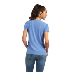 Ariat Women's REAL Tropics Steerhead Blue T-Shirt 10040533 9 Ariat Women's REAL Tropics Steerhead Blue T-Shirt 10040533 -Western Belle Deals S22 WMS WEST 10040533 back
