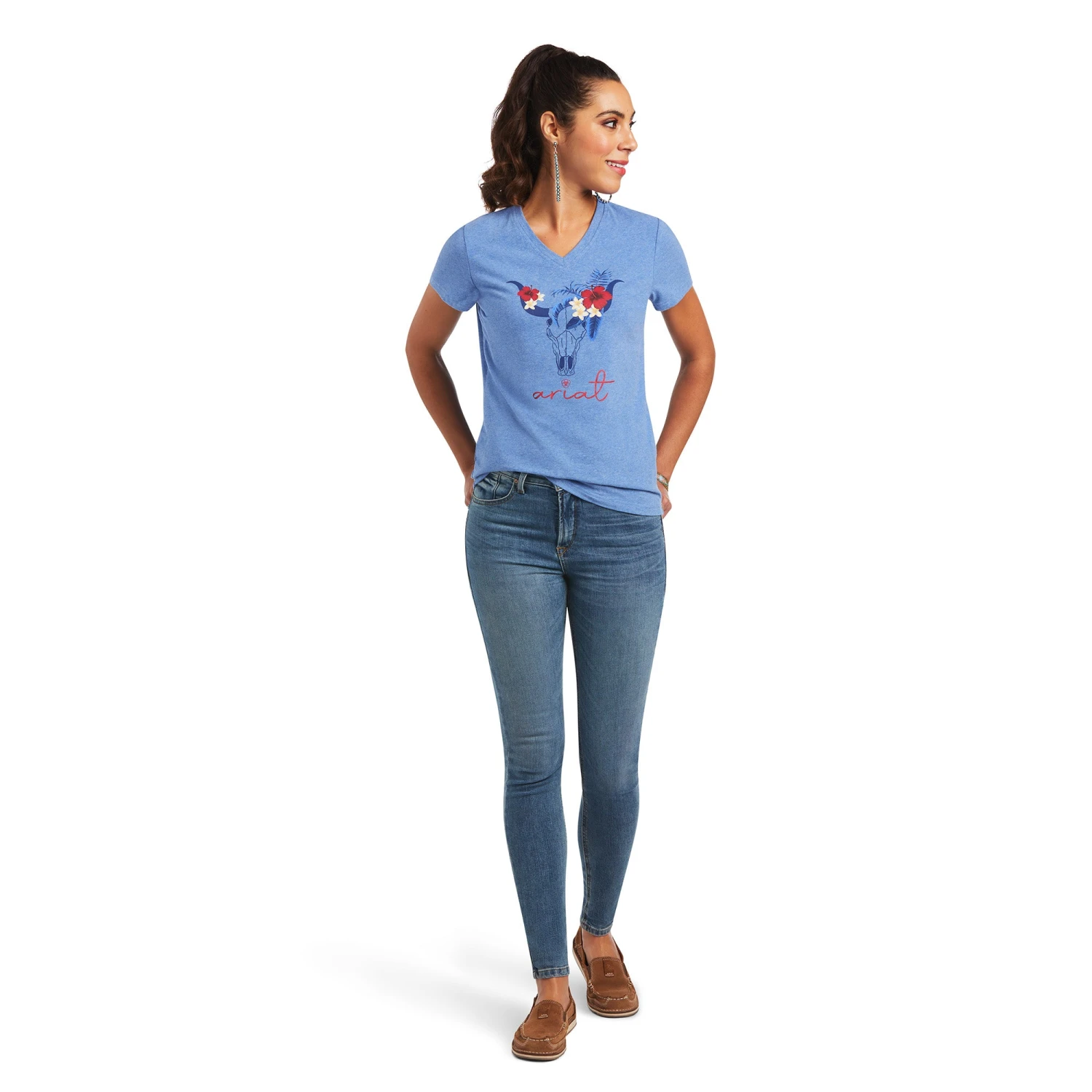 Ariat Women's REAL Tropics Steerhead Blue T-Shirt 10040533 4 Ariat Women's REAL Tropics Steerhead Blue T-Shirt 10040533 - Image 4