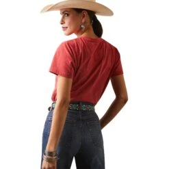 Ariat® Ladies Real Horizon Aura Orange Heather T-Shirt 10043419 -Western Belle Deals S23 WMS WEST 10043419 back