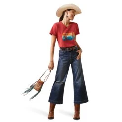 Ariat® Ladies Real Horizon Aura Orange Heather T-Shirt 10043419 -Western Belle Deals S23 WMS WEST 10043419 full