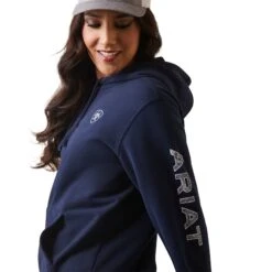 Ariat® Ladies R.E.A.L Navy Eclipse Logo Pullover Hoodie 10043446 -Western Belle Deals S23 WMS WEST 10043446 detail01