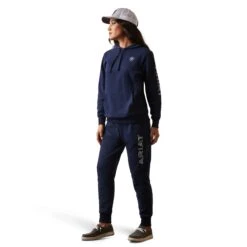 Ariat® Ladies R.E.A.L Navy Eclipse Logo Pullover Hoodie 10043446 -Western Belle Deals S23 WMS WEST 10043446 full