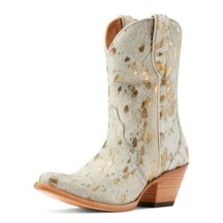 Ariat® Ladies Bandida White Metallic Hair On Western Boots 10044392 -Western Belle Deals S23 WMS WEST 10044392 3 4 front