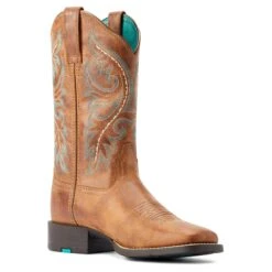 Ariat® Ladies Round Up Back Zip Desert Sand Tan Western Boots 10044432 -Western Belle Deals S23 WMS WEST 10044432 medial