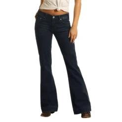Rock & Roll Cowgirl Mid Rise Extra Stretch Dark Wash Jeans W8M4164 -Western Belle Deals W8M4164 min
