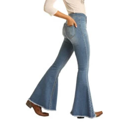 Rock & Roll Denim Ladies Bargain Bell Bottom High Rise Jeans WPB8177 -Western Belle Deals WPB8177 A