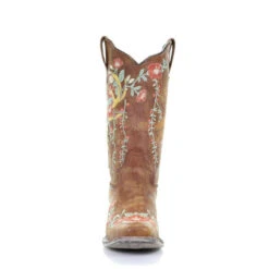 Corral Boots Corral Ladies Tan Deer Skull Overlay & Floral Embroidery Boots A3708 -Western Belle Deals a3708 3
