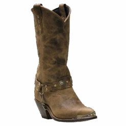 Sage By Abilene Ladies Tan Distressed 11" J-Toe Cowhide Boots 4528