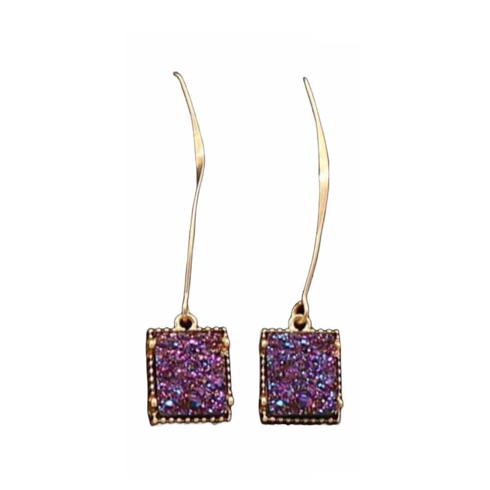 M&F® Ladies Druzy Drop Square Cobalt Blue Earrings DE316 1 M&F® Ladies Druzy Drop Square Cobalt Blue Earrings DE316