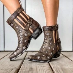 Dan Post Ladies Star Struck Distressed Black Leather Booties DP4078 -Western Belle Deals dp4078