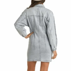 Rock & Roll Cowgirl Ladies Light Wash Long Sleeve Dress WD-3709 -Western Belle Deals hgjgjhghjg