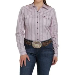 Cinch Ladies Long Sleeve Purple Pearl Snap Shirt MSW9201024
