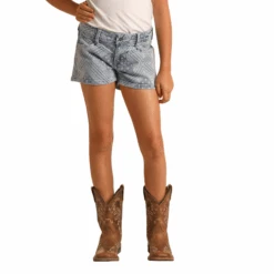 Rock & Roll Denim Girls Bandana Printed Denim Shorts RRGD68R0UF