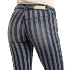 Rock & Roll Denim Ladies Mid Rise Flare Jeans W1F3462 -Western Belle Deals str bk