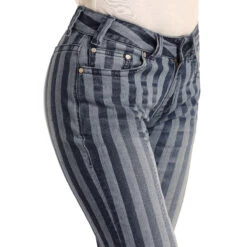 Rock & Roll Denim Ladies Mid Rise Flare Jeans W1F3462 -Western Belle Deals str front