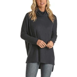 Panhandle White Label Ladies Waffle Knit Navy Shirt L8T1909-42